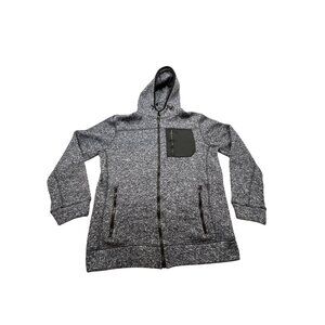 Rugby University Mens Medium Gray Hooded Jacket Zip-Up With Pockets Lightweight